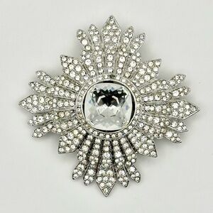 Kenneth Jay Lane Vintage Crystal Shield Pin / Brooch